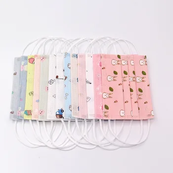 

10/50PCS Children Disposable Face Mask Printing Boys and Girls Cute Cartoon 3 Layer Ear Loop Mouth Mask Dustproof Fast Shipping