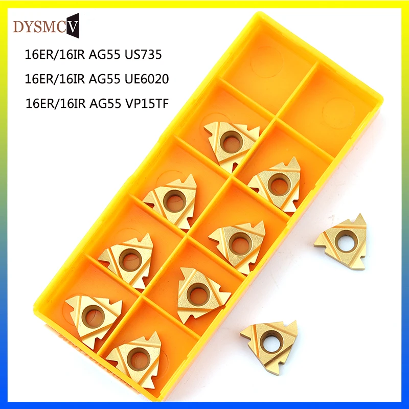 

10PCS 16IR 16ER AG55 VP15TF UE6020 US735 thread turning tool carbide blade CNC lathe slotted thread knife16ERAG55 16IRAG55