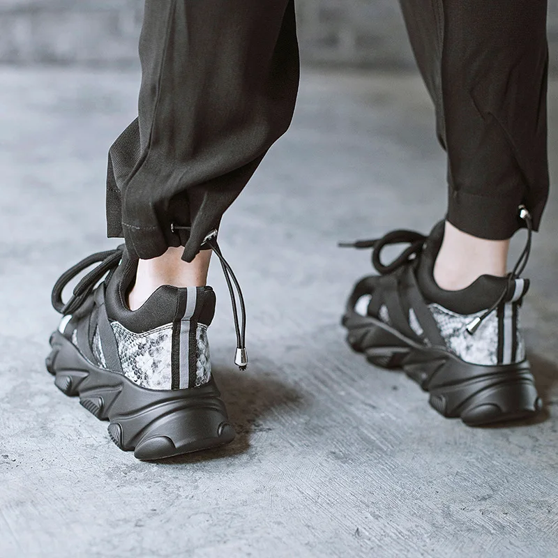 

INS Trend Platform Shoes Casual Leather Shoes 2019 Autumn & Winter Thick Bottomed Shoes Semi-high Heeled WOMEN'S Shoes Athletic