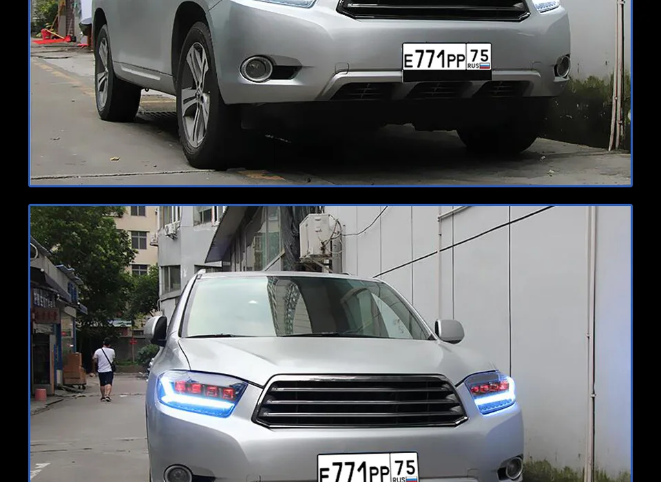 Головной фонарь для Toyota Highlander 2007-2011 фары Противотуманные фары Дневные ходовые огни DRL H7 светодиодный Биксеноновая лампа автомобильные аксессуары