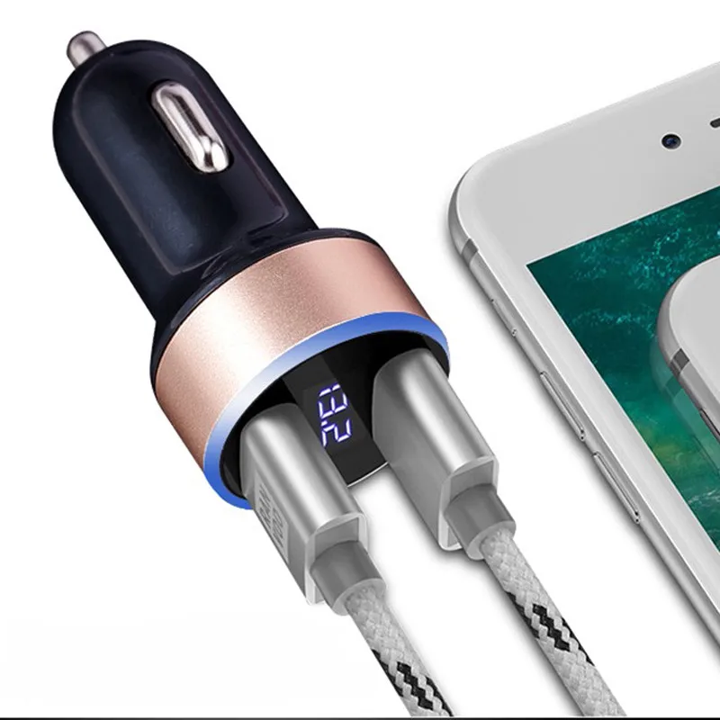 

3.1A 5V Car Chargers 2 Ports Fast Charging Dual USB With LED Display Universal Mobile Phone Car-Charger NEW SALE AUTO PARTS