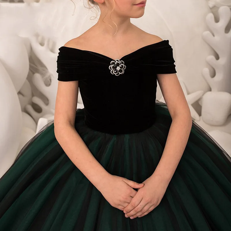 

CHILDREN'S Dress New Style 2019 Princess Dress Girls Catwalks off-Shoulder Model Nobility Piano Performance Late Formal Dress Dr