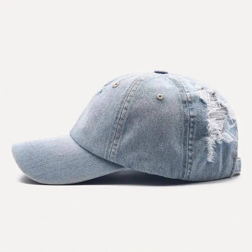 

Women Men Plain Worn Out Cotton Denim Baseball Cap Girls Boys Solid 6 Panels Distressed Denim Trucker Cap Washed Sport Cap Hat