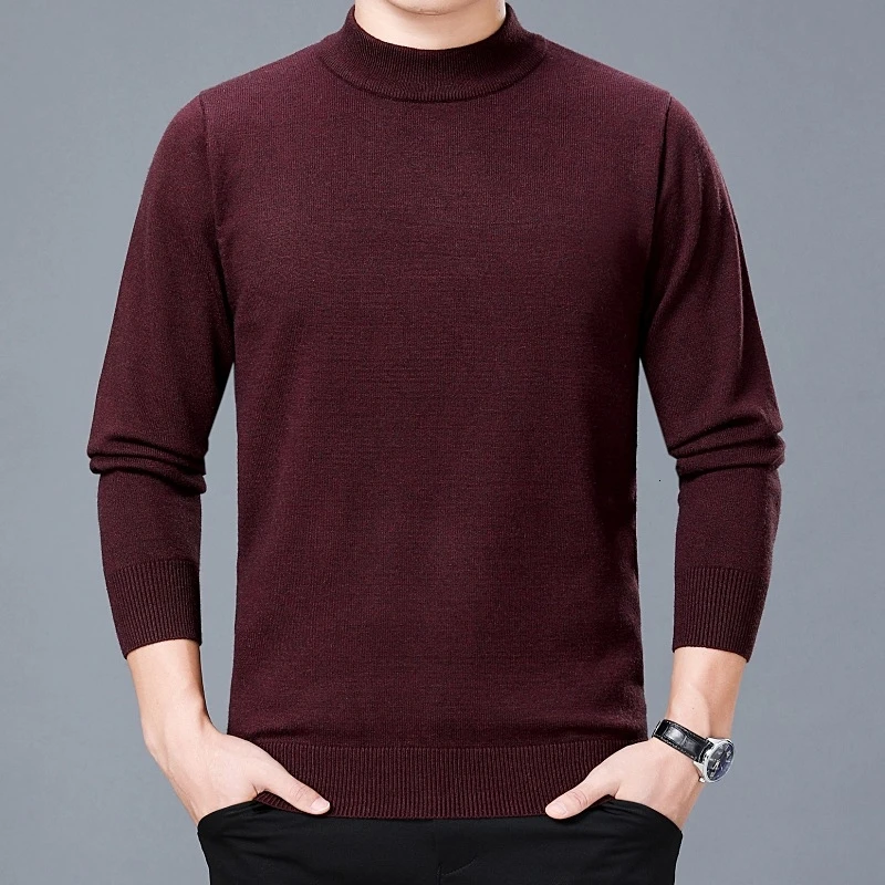 Осень Зима Trui Повседневный Coltrui Effen цвет Trui двойной воротник Slim Fit используется свитера Одежда - Цвет: Half high collar red