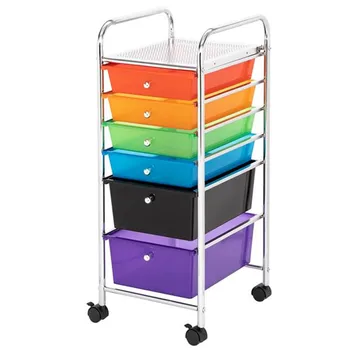 

Multi-Color 6-Drawer Organizer Cart with 4 universal wheels(2 with locks) Colorful Box Storage Box For Home Office School