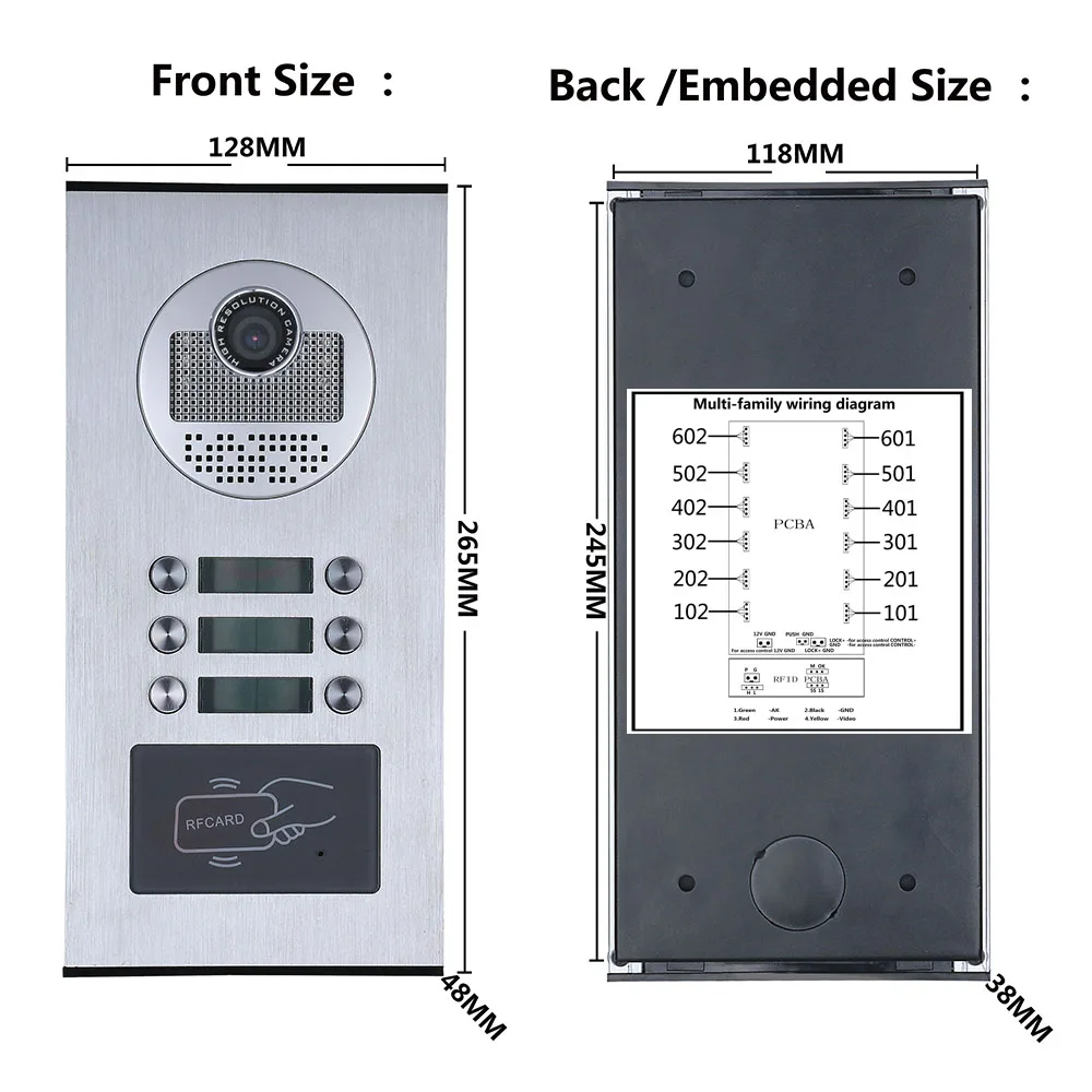 Проводной домашней 7 ''Цвет видео домофон RFID Камера дверной звонок с 2/3/6 s видео-телефон двери 1000 пользователя для multi квартиры