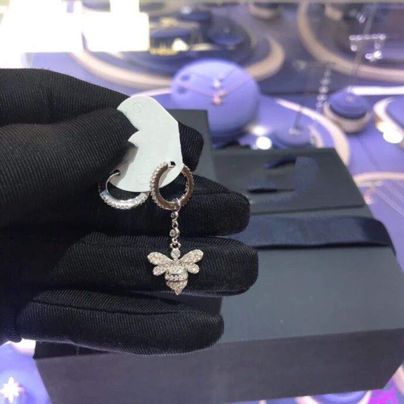 Женские асимметричные серьги каффы из серебра 925 пробы с фианитом|silver stud