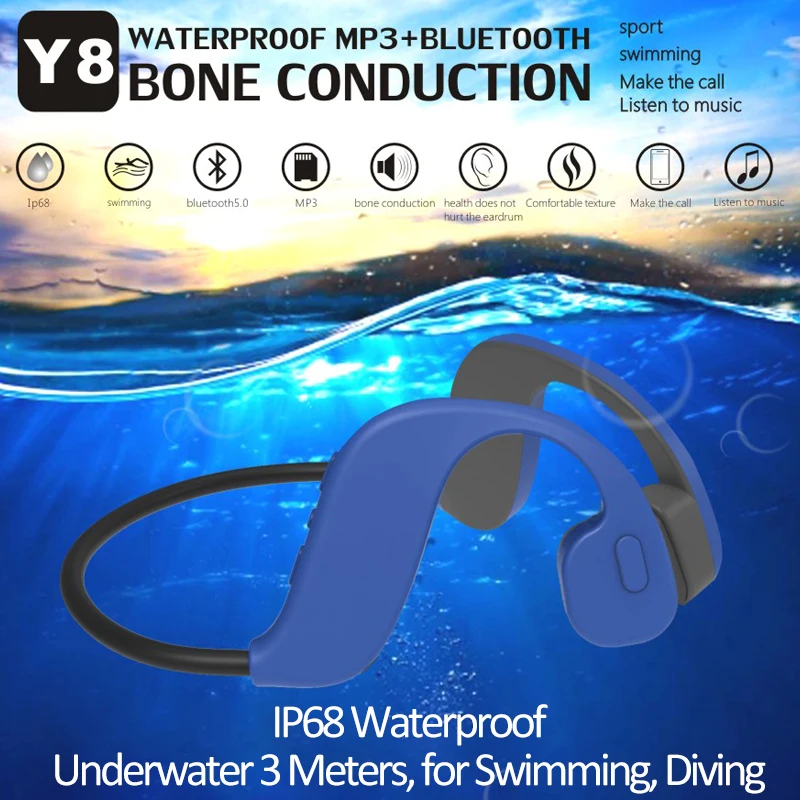 Blutooth-auriculares impermeables con Bluetooth 5,0, dispositivo de audio MP3, de conducción ósea, con memoria integrada de 32GB, para natación, reproductor MP3, IP68