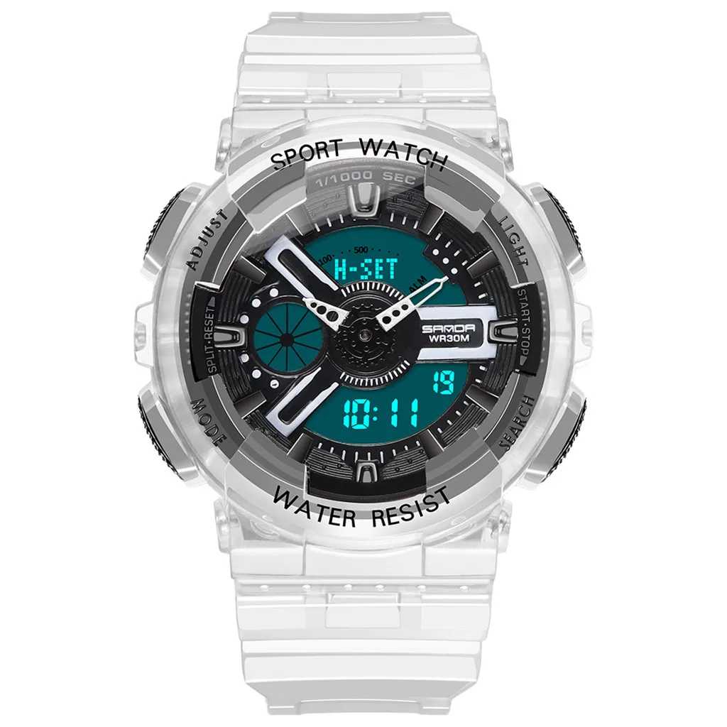 Новые парные часы мужские модные водонепроницаемые спортивные часы с прозрачным ремешком цифровые женские часы