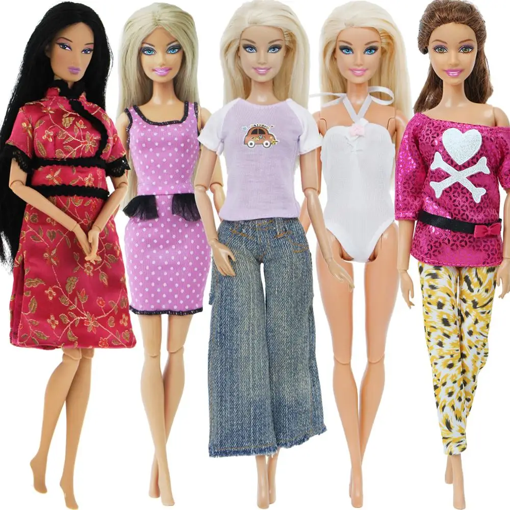5x hecha a mano de estilo mixto conjunto blusa pantalones trajes accesorios ropa para Barbie bebé niña DIY cumpleaños juguete - AliExpress Juguetes y pasatiempos