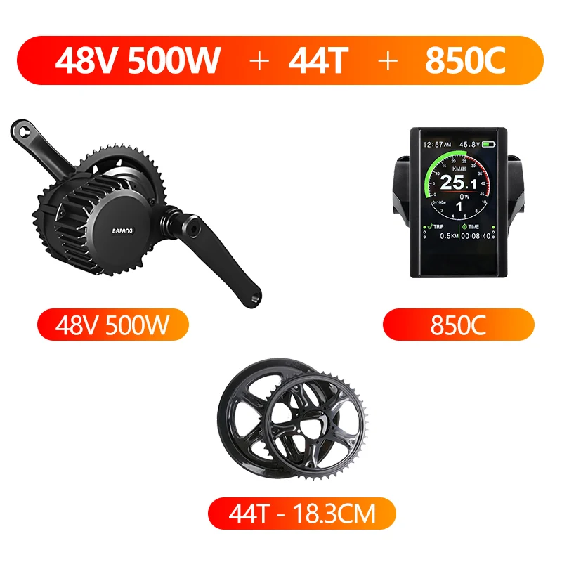 Bafang BBS02B 48V 500W среднемоторный привод преобразования 8fun BBS02 электрическое преобразование велосипедов Наборы DPC18 850C C965, фара для электровелосипеда в Дисплей - Цвет: 44T 850C 48V500W