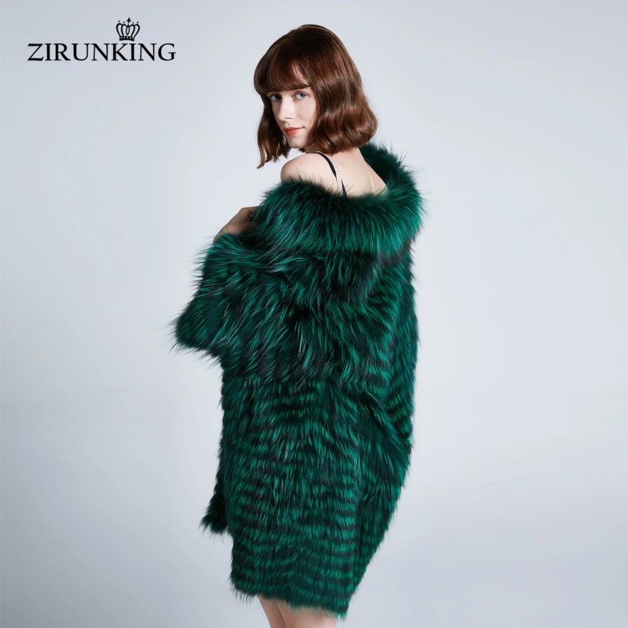 ZIRUNKING/уличная женская шуба из натурального меха лисы, Женская куртка из натурального меха, женская модная меховая шуба, женская зимняя верхняя одежда ZC1922