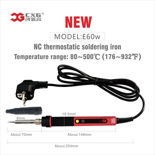 Free Shipping CXG E60w/90w/110w LCD Temperature Digital LED Adjustable Electric Soldering Iron EU Plug +10pcs Weld Tips+Cover soldering irons & stations Welding Equipment