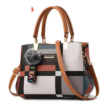 

ZZSLHL New Luxury Handbag Women Stitching Wild Messenger Bags Designer Brand Plaid Shoulder Bag Female Ladies Totes