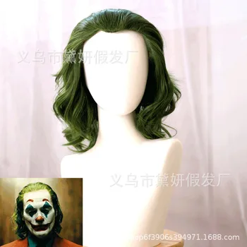 

Halloween 2019 Joker Origin Movie Horror Scary Clown Joker Wig Cosplay Joaquin Phoenix Arthur Fleck Curly Green Synthetic Hair