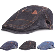Мужская Регулируемая Кепка s джинсовые береты шапки Newsboy для вождения Гольф Кепка для улицы Повседневная