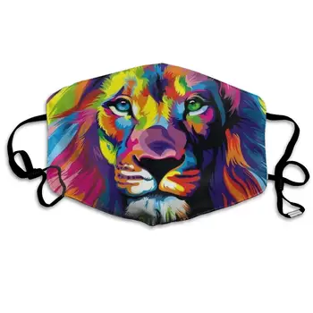 

Colorful Art Lion Washable Reusable Mask, Cotton Anti Dust Half Face Mouth Mask For Kids Teens Men Women With Adjustable Ear