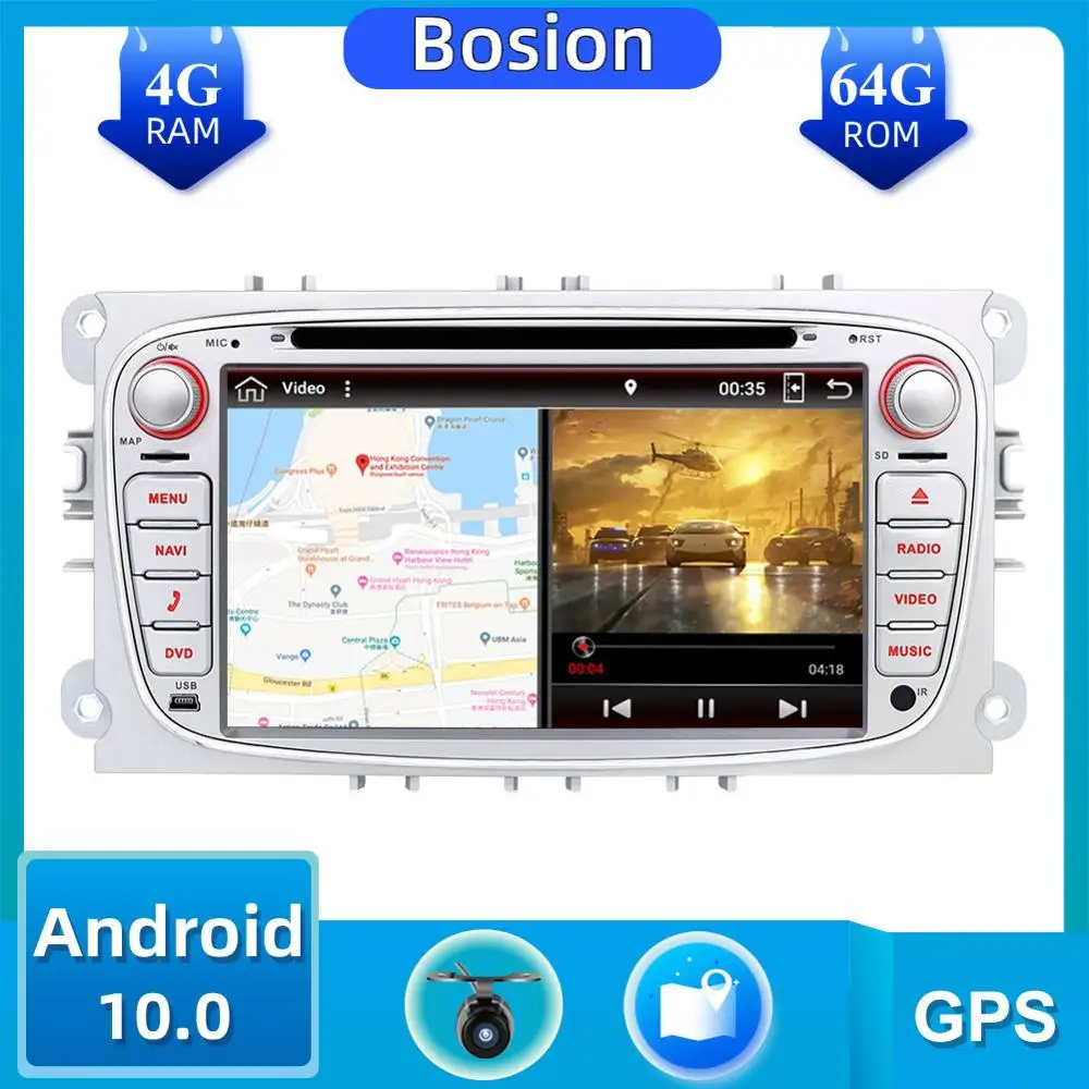 Авторадио 2 din Android 10 0 автомобильный dvd радиоприемник для Ford focus Mondeo s max Kuga c wifi