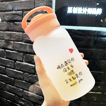 

Glass Korean Cute Water Cup Portable Personality Summer Cup Creative Water Bottles Simple Portable Water Bottle Glass FF70P