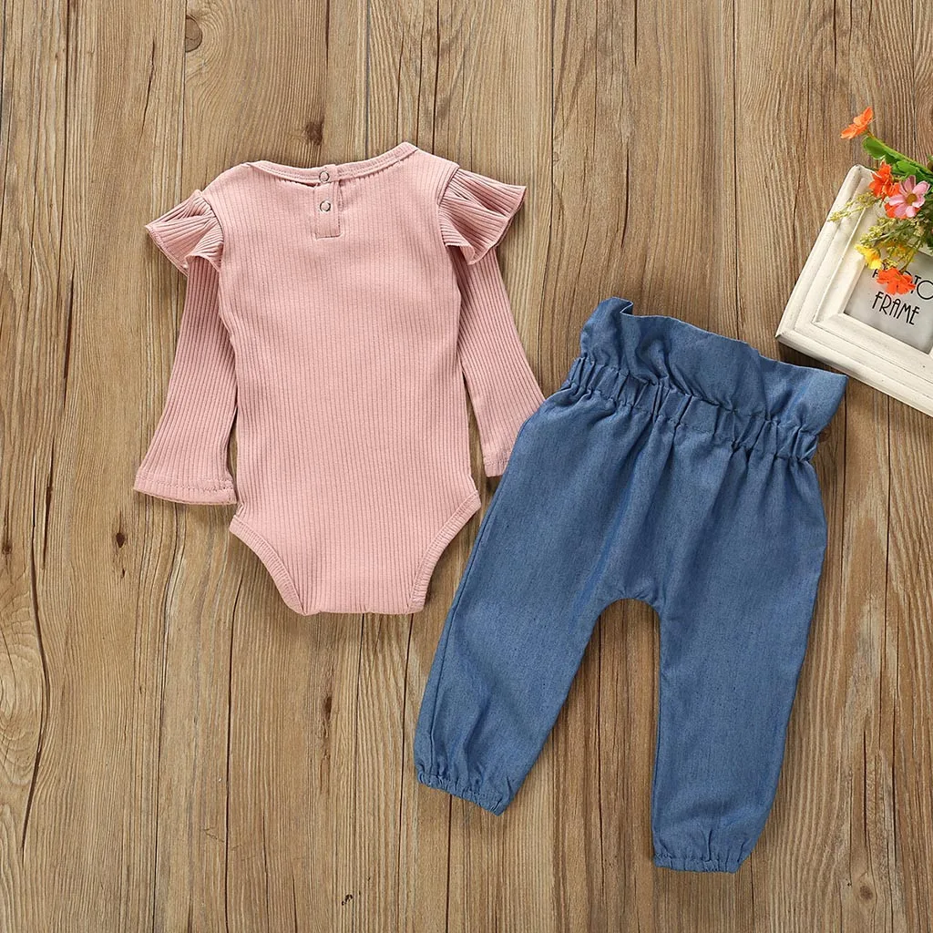 Однотонные боди с длинными рукавами для новорожденных девочек; комплекты со штанами; Детский комбинезон для маленьких девочек; комплекты со штанами в полоску; roupa bebe menina