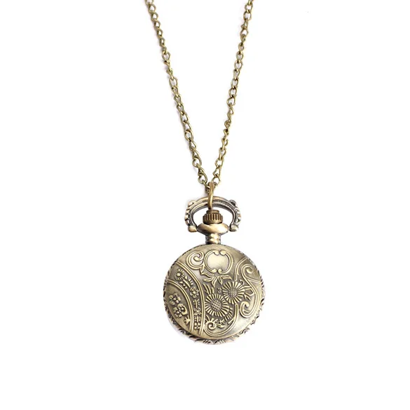 New Women Men Pocket Watch Vintage Retro Small Size Owl Caving Pattern Long Necklace Clock MV66