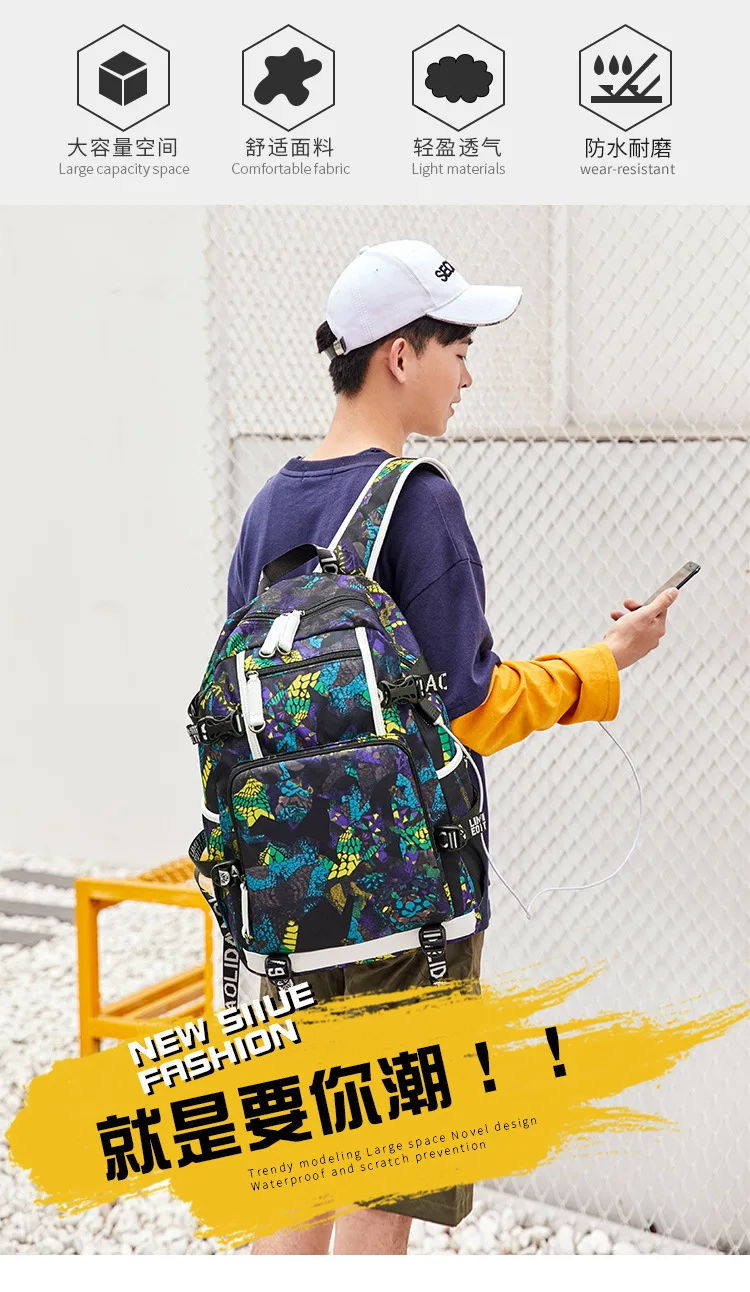 Модный рюкзак с принтом женский новая Корейская версия ученик средней школы сумка для мужчин и женщин рюкзак школьные сумки