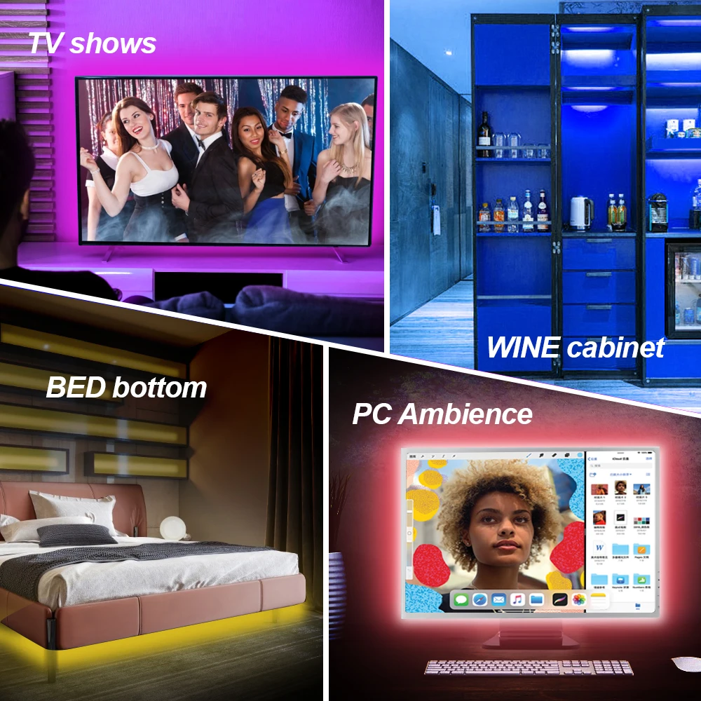 7.5ft/2,3 M светодиодная лента для 4"-60" HD tv настенное крепление tv Водонепроницаемая светодиодная подсветка с пультом дистанционного управления 360 ° RF 20 цветов и 20 режимов