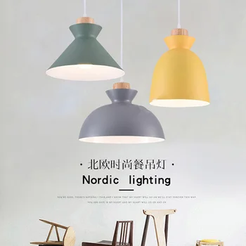 

Aluminum Hanging Light Colorful Lampshade Nordic lamps For Kitchken , Livingroom , Modern Led Lamps With E27 Socket
