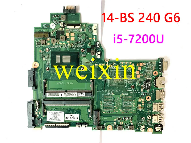 925422-601 DA0P1BMB6D0 материнская плата для ноутбука HP Pavilion ноутбук 14-BS 240 G6 14-bs568TU
