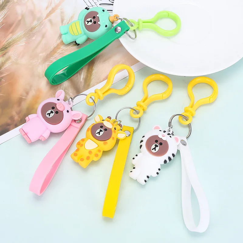 

2020 Jungle series Brown Bear Transform key chains plush toy Keychain dinosaur coat Plush Toy Gift Doll Bag Pendant cute cartoon