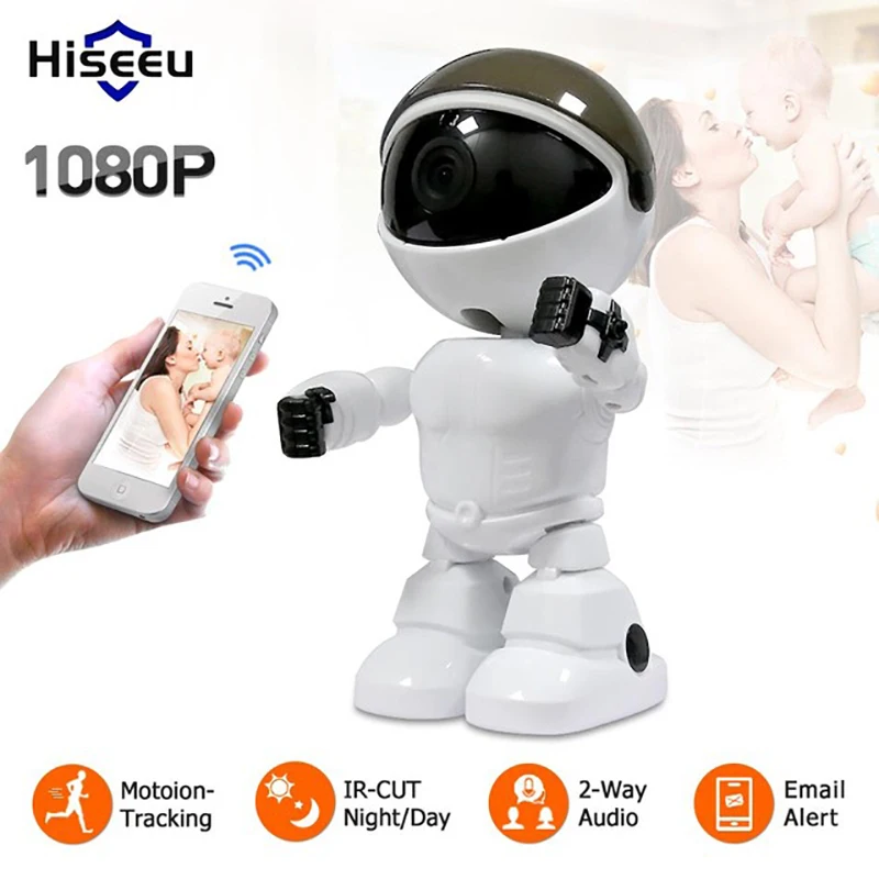 Hiseeu 2MP/1.3MP HD Беспроводная ip-камера Wi-Fi робот камера 1080P Wifi камера ночного видения IP Сетевая камера CCTV двухстороннее аудио