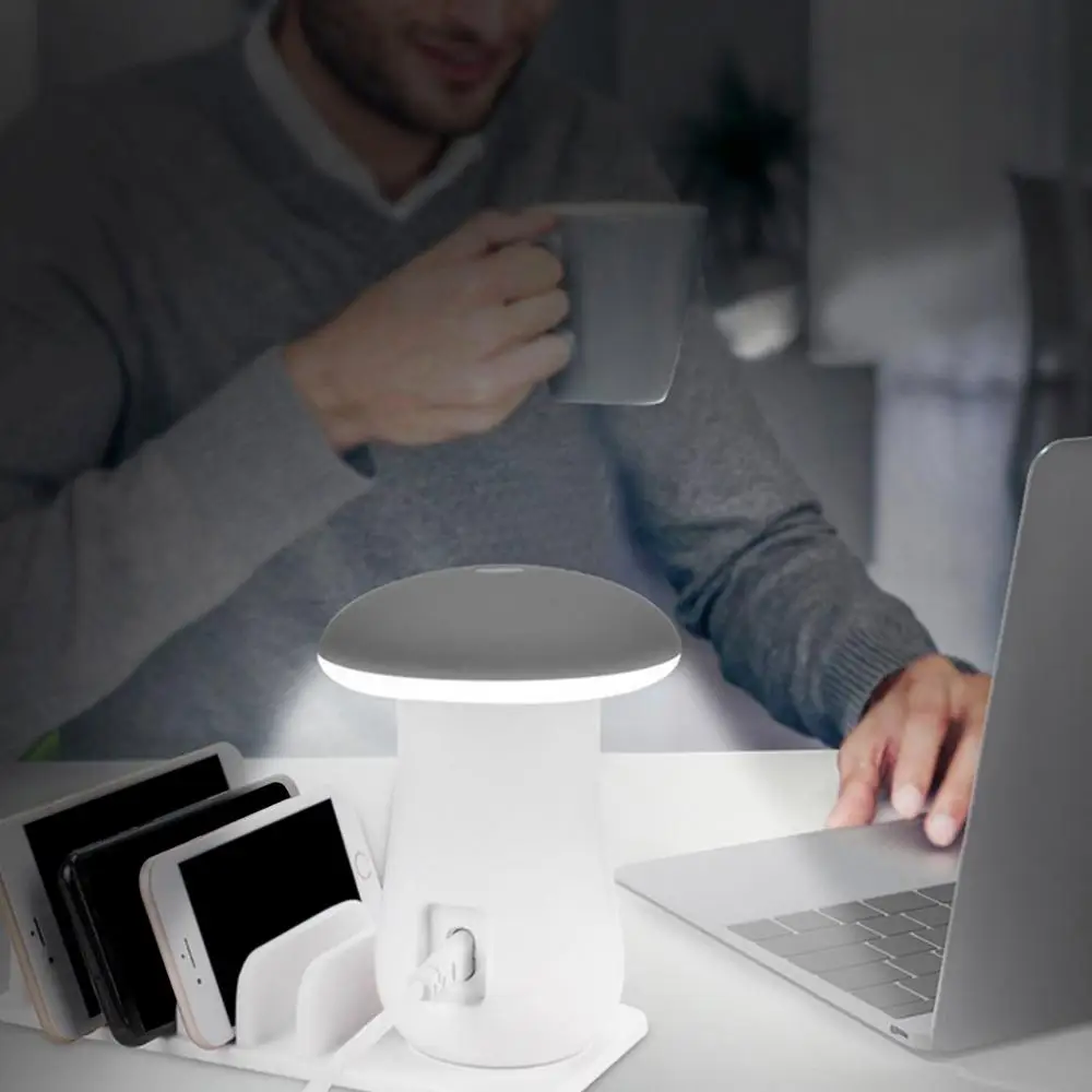 С несколькими usb-портами зарядное usb-устройство док-станция QC 3,0 Быстрый гриб ночное зарядное устройство лампы для мобильного телефона и планшета