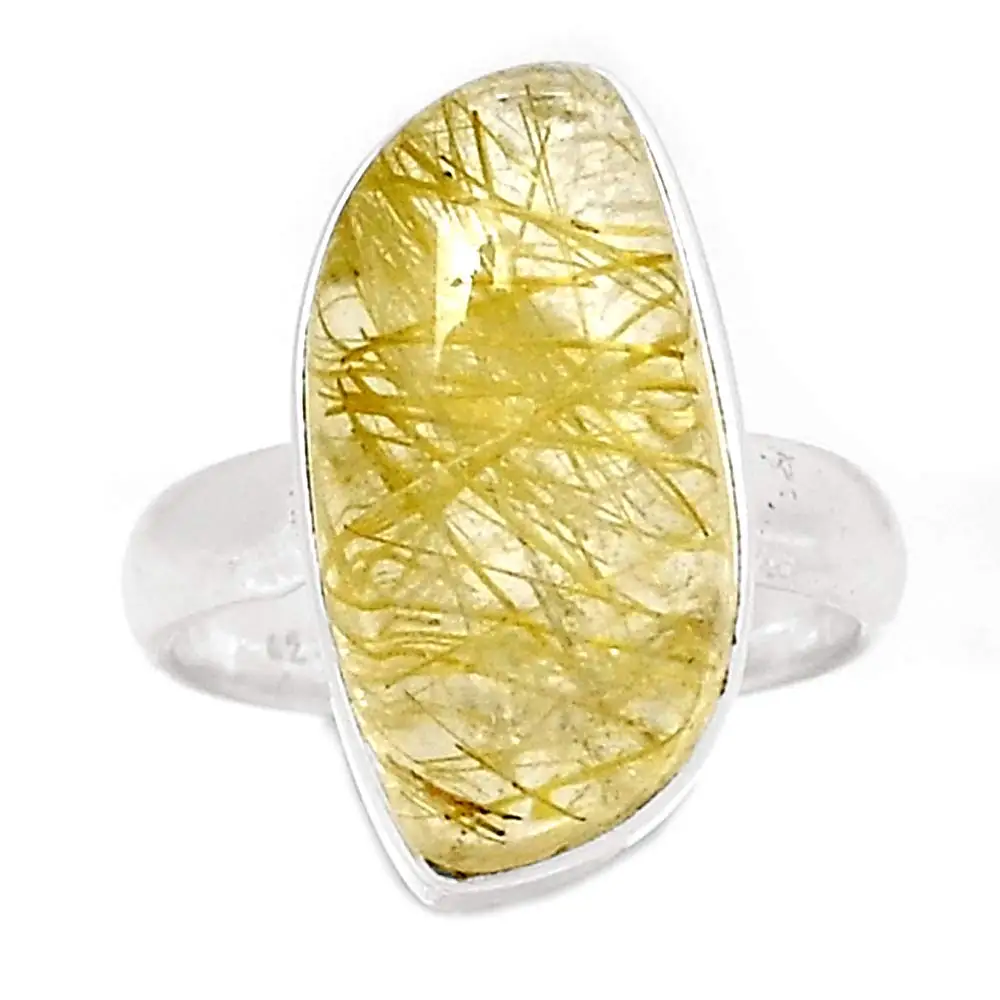 

Genuine Golden Rutile Ring 925 Sterling Silver, USA Size : 6.5, AR4030