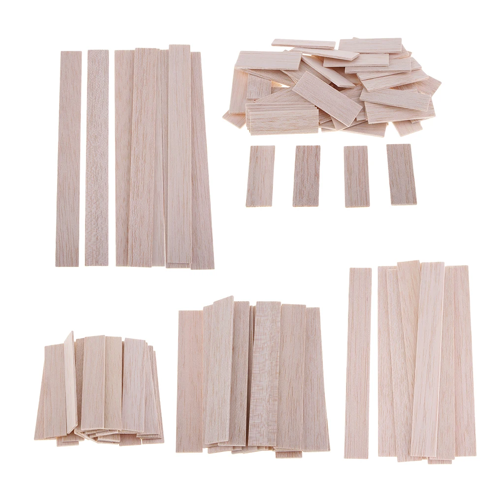 Rectangular Natural Round Balsa Wood Stick Wooden Woodcraft Flat Dowel for Kid Model Making DIY Craft Building Construction Tool