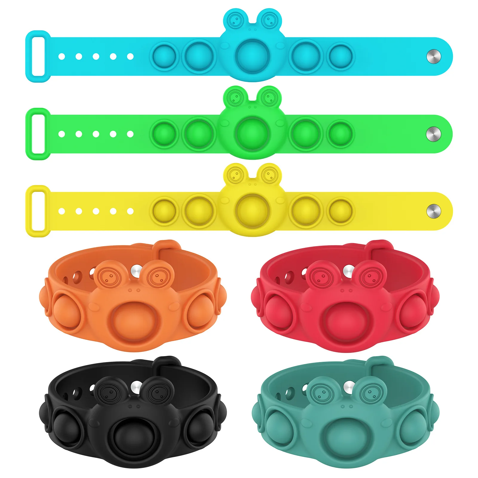 

Cartoon Frog Silicone Bracelet Squeeze Silicone Bubble Bracelet Decompression Finger Music Children's Toy Press Bracelet