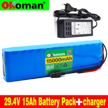

7S4P 24V 15Ah electric bicycle motor ebike scooter li-ion battery pack 29.4v 18650 rechargeable batteries BMS + charger
