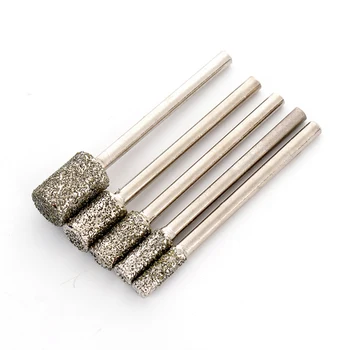 

5pcs Cylindrical Grinding Head 3mm Round Shank Diamond Grinding Wheel High Hardness Materials Tools for Metal Stone Polishing