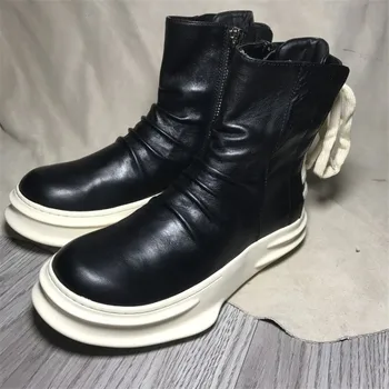 

2020 Spring New Brand Leather Ankle Boots Autumn Winter Men's Warm Shoes Fashion Back Strap Snow Boots 7#20/10D50