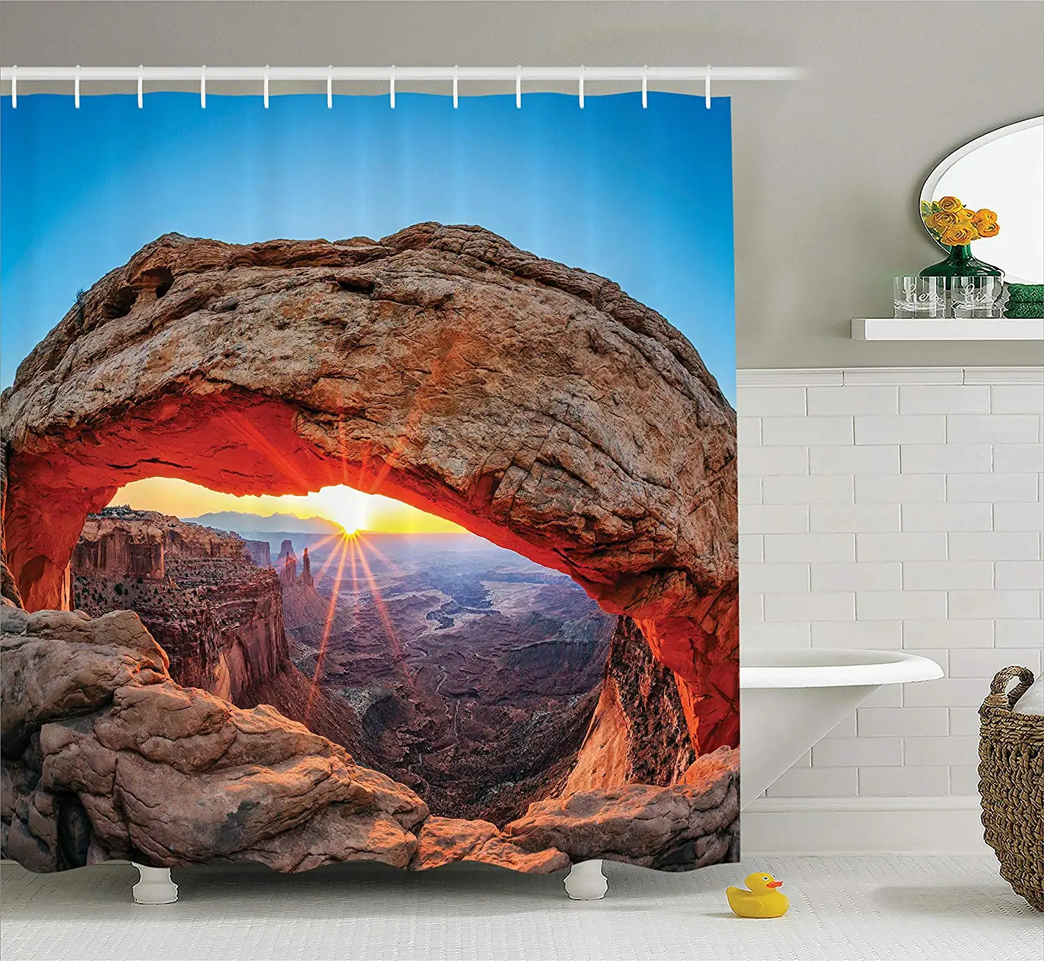 Room Decorations Shower Curtain Set Famous Sunrise at Mesa Arch in Canyonlands National Park Utah USA Landmark Bathroom | Дом и сад