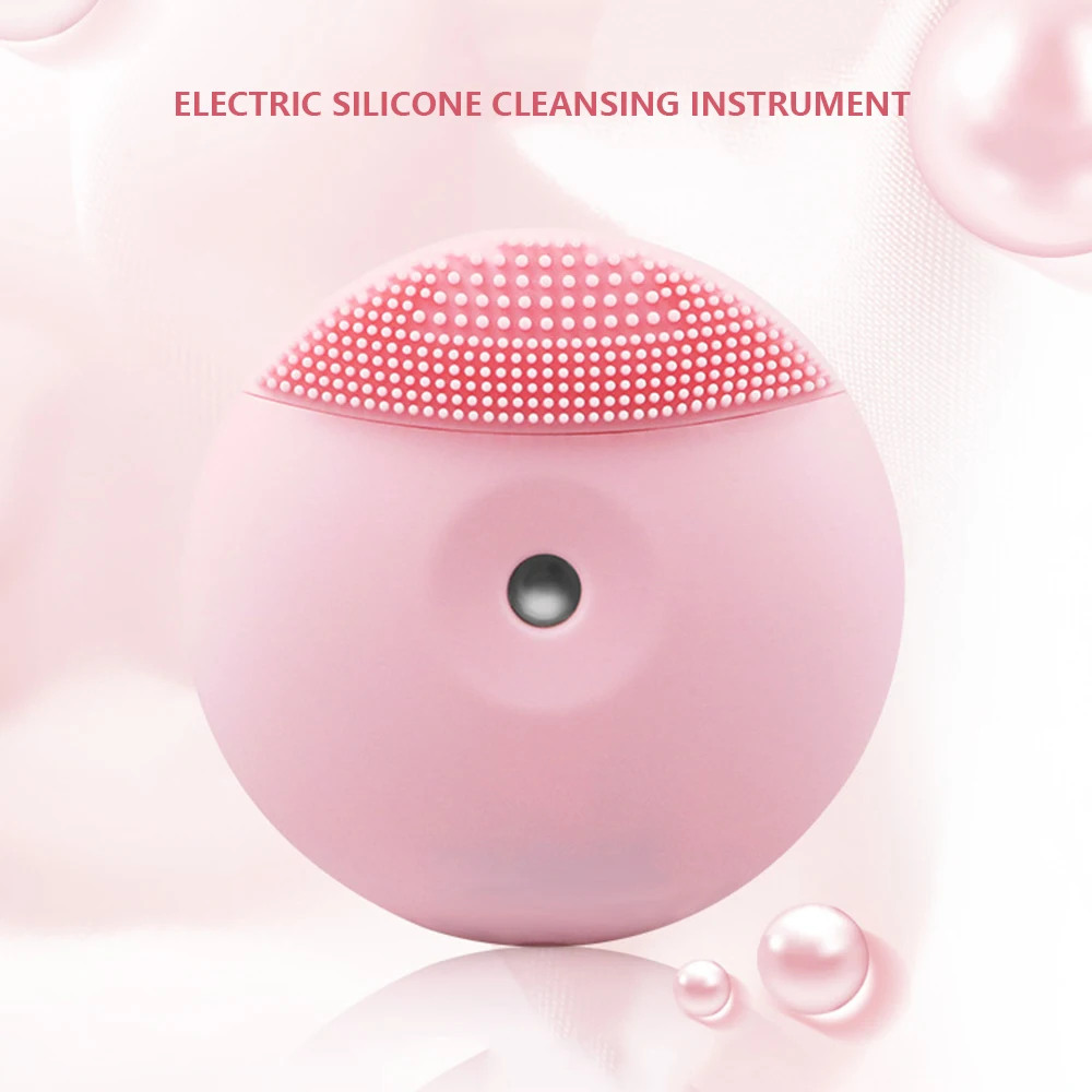 Спрей Ультразвуковая электрическая Очищающая щетка для лица, щетка для мытья лица, Вибрационный очиститель кожи, очиститель пор, массажное наполнение воды - Цвет: pink