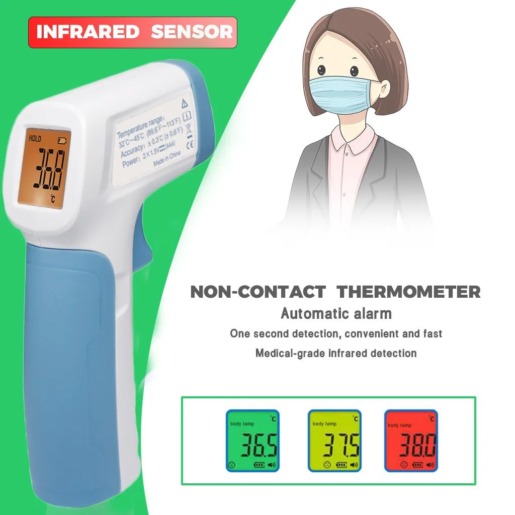 Digital LCD Temperature Meter Body Measurement Forehead Non-Contact Adult Body Fever Children Infrared Thermometer #E