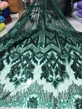 

2019 Latest African Lace Fabric GREEN Embroidered French Laces Fabric High Quality French Tulle Lace Fabric For Wedding Party