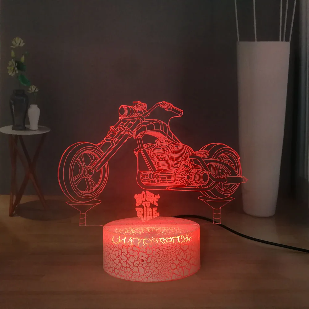 Мотоцикл 3D Ночник светильник USB Сенсорная настольная лампа RGB цветная спальня