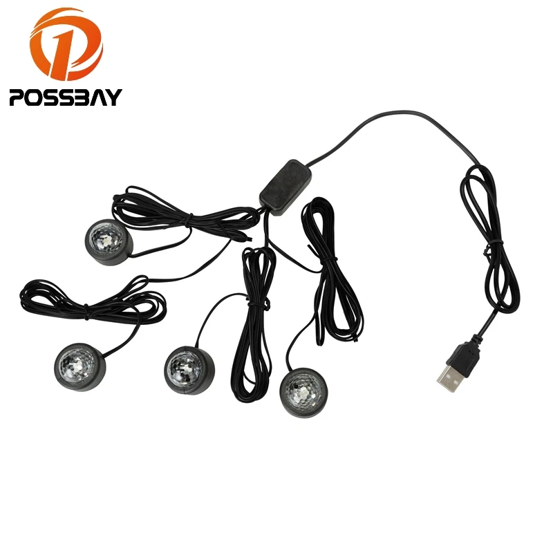 Posbay, 4 шт., автомобильный RGB светодиодный светильник, светодиодный светильник, s цвета, для стайлинга автомобиля, декоративные атмосферные лампы, автомобильный интерьерный светильник