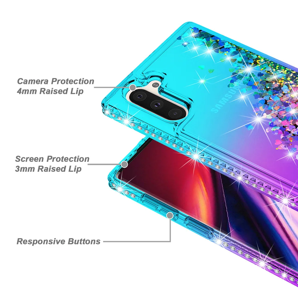 Для samsung Galaxy Note 10/Note 10 Plus чехол милый роскошный зыбучий песок Жидкий чехол Блестящий Алмазный жесткий чехол