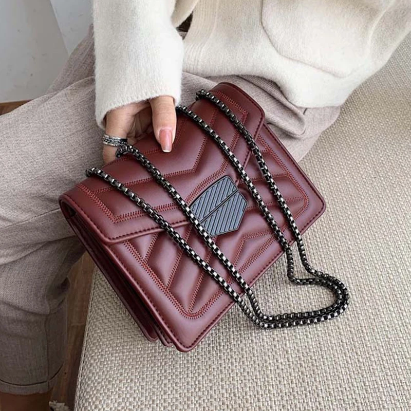 

Fashion Chain Glossy Crack Big Tote Women Handbags Korean Style Chain Shoulder Bags For Ladies Solid Color Messenger Bag Purses