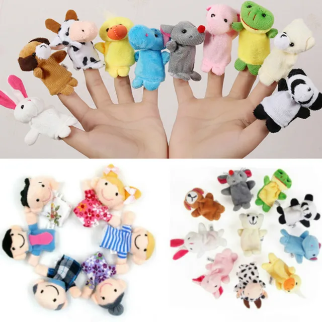 6-12Pcs Baby Plush Toy Cartoon Animal Family Finger Puppet Role Play Tell Story Cloth Doll Educational Toys For Children Kids 1