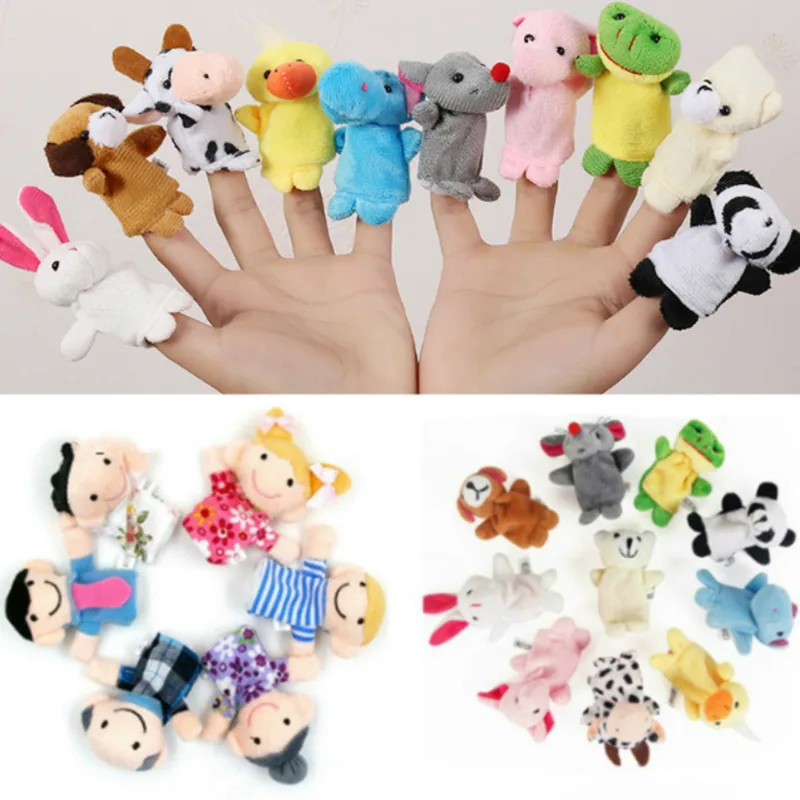 New Family Animal Finger Puppets Cloth Doll Baby Educational Hand Toy Story Kids 
