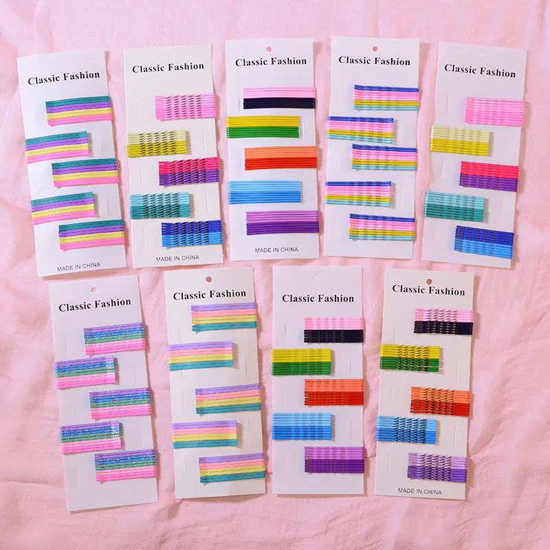 

50Pcs Hair Pins And Hair Clips Wave Flat Curved Hairpins For Hair Women Girls Metal Barrette Candy Color Bobby Pins Styling Tool