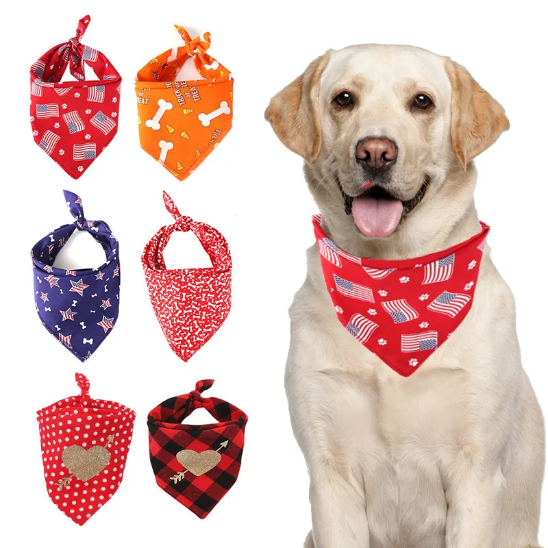 Dog Bandana Cotton Scarf Bib Flower Grooming Accessories Triangular Bandage Collar For Small Medium Large font